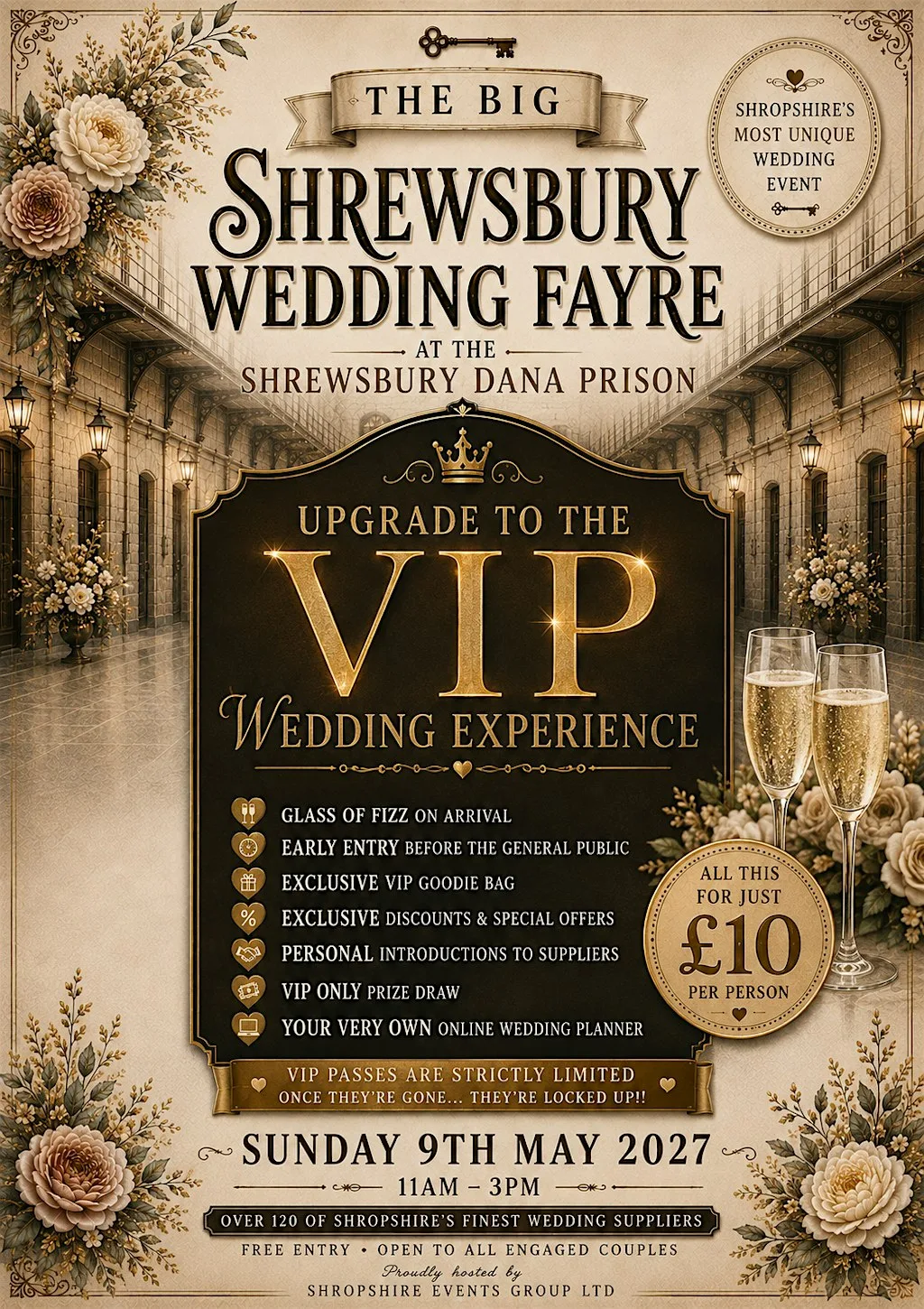 The Big Shrewsbury Wedding Fayre - VIP Experience at Shrewsbury Prison