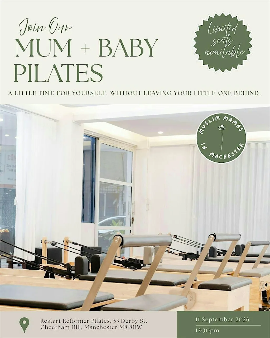 Mama + Baby Pilates Event at Restart Reformer Pilates Cheetham Hill