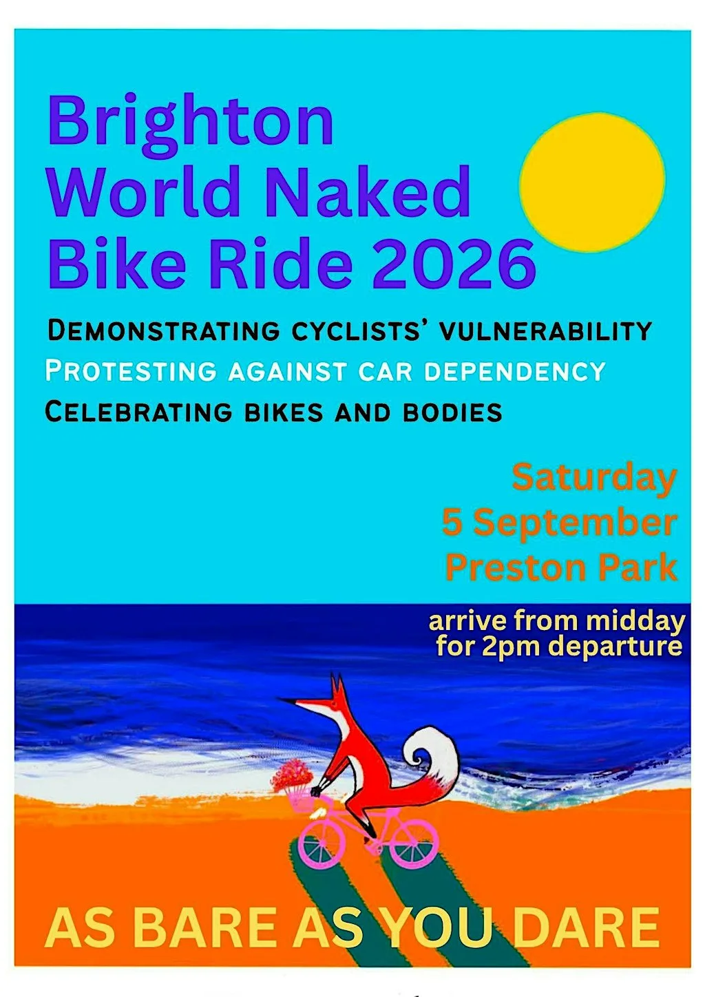 Brighton World Naked Bike Ride 2026 at Preston Park
