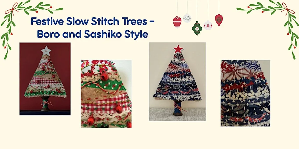 Festive Slow Stitch Trees – Boro and Sashiko Style