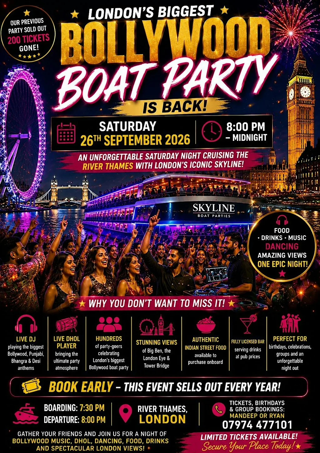 Flash sale Bollywood Desi boat party on the Thames at Crown pier