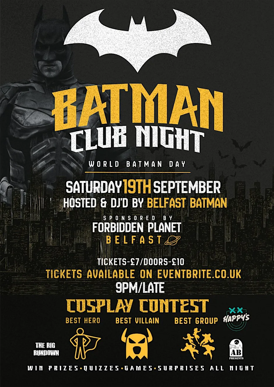 Batman Club Night - Celebrating World Batman Day at Happy’s Belfast