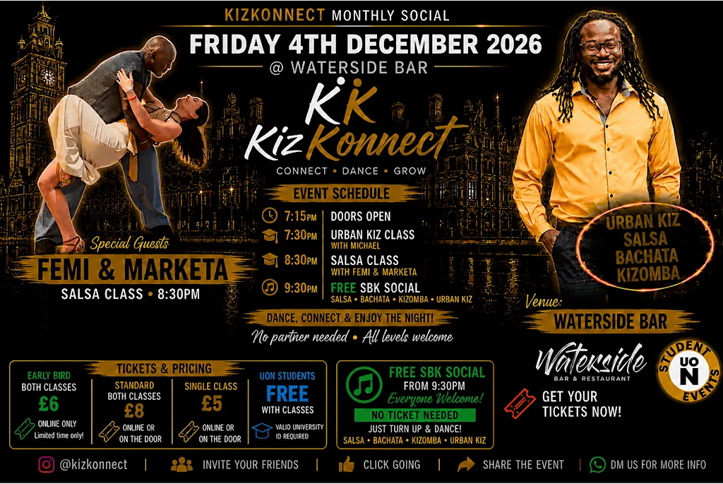 KizKonnect Monthly Dance in Northampton: Salsa, Bachata, Kizomba, Urban Kiz