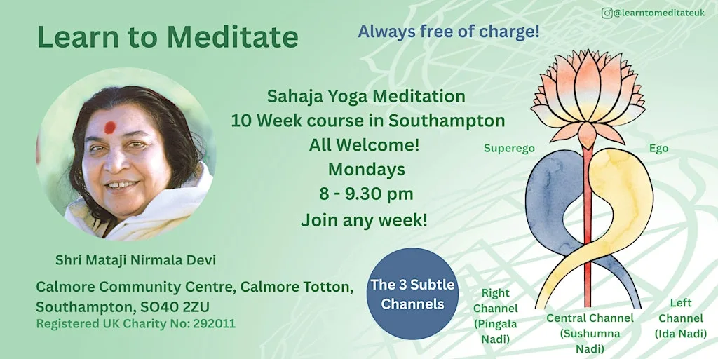 Learn to meditate in Southampton - Free 10 Week Course - 3 Subtle Channels at Calmore Community Centre