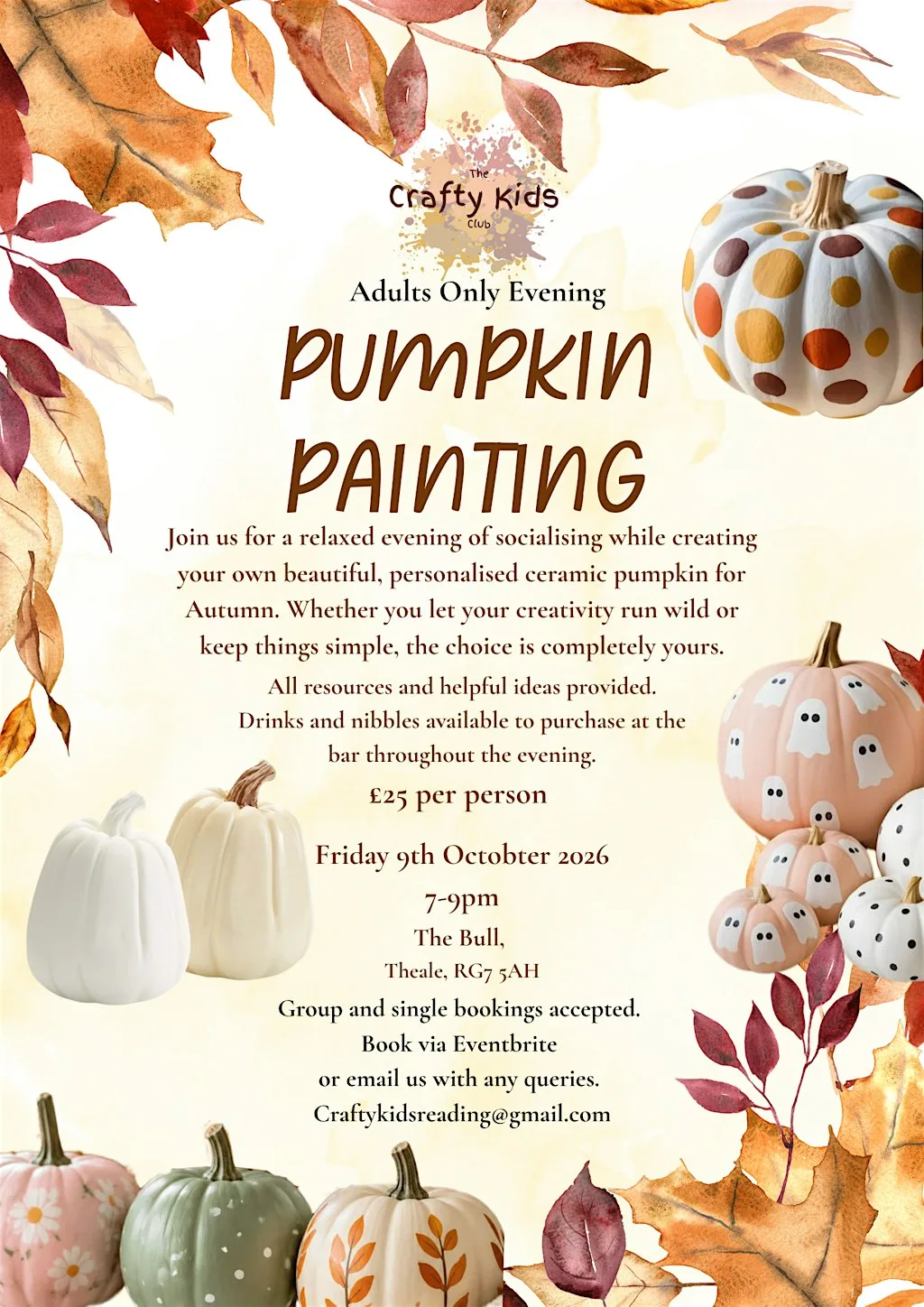Adult Pumpkin Painting Evening at The Bull
