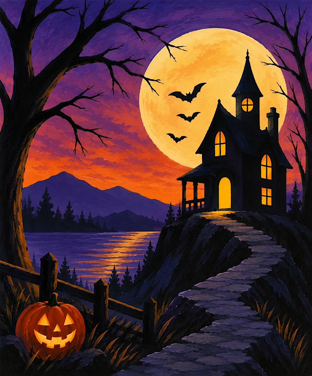 Paint Nite - Moonlight at the Haunted House - an Art Club painting evening at St Patricks Irish Club