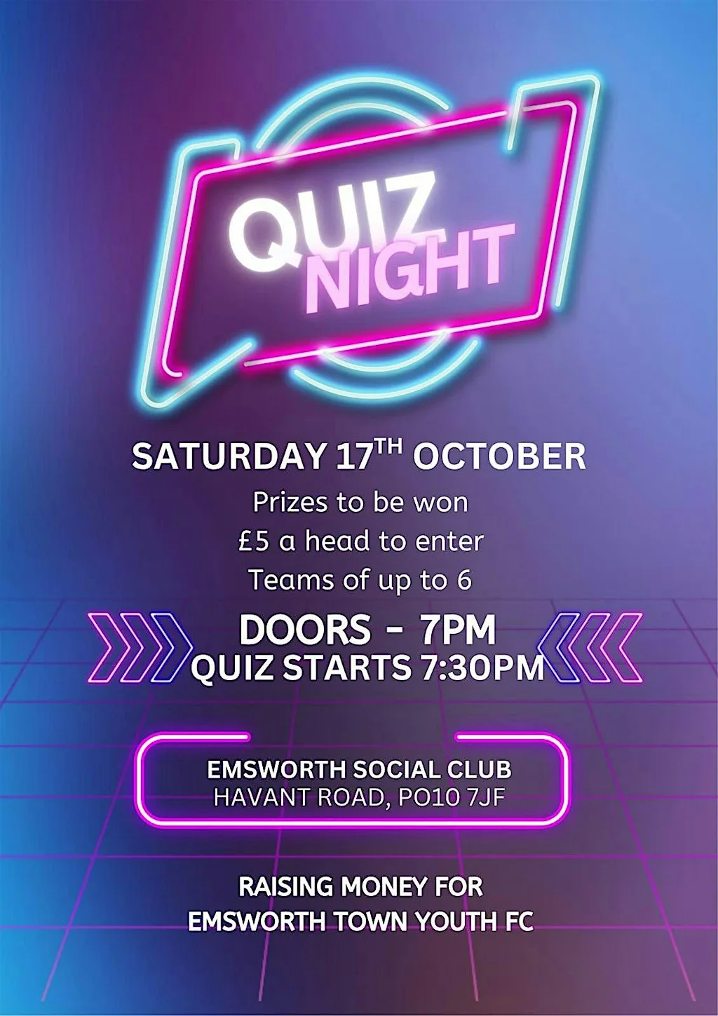 Emsworth Youth FC Quiz Night at Emsworth Sports & Social Club