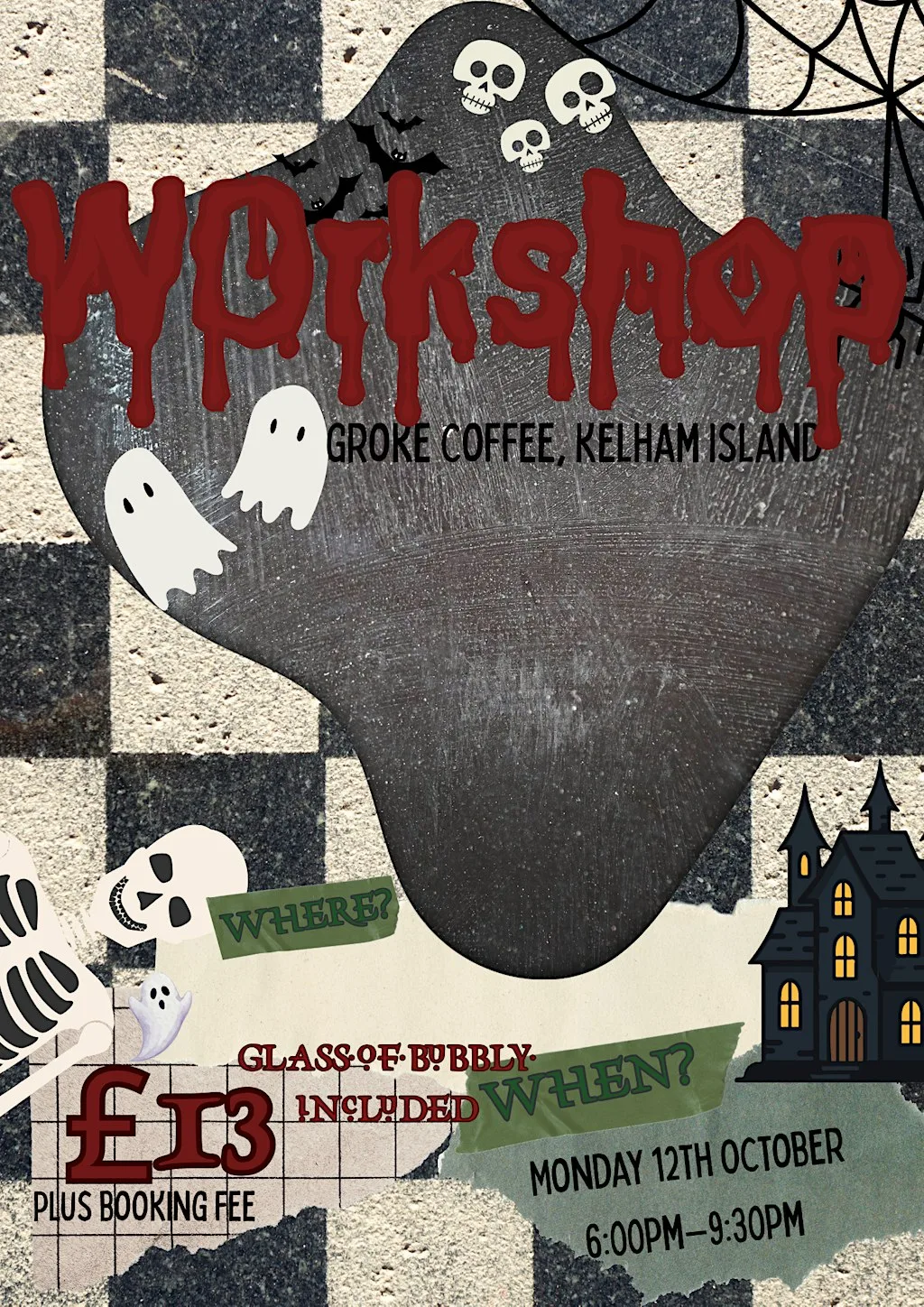 Get spooky and creative painting your own haunted mansion orToadstool house at Groke Coffee