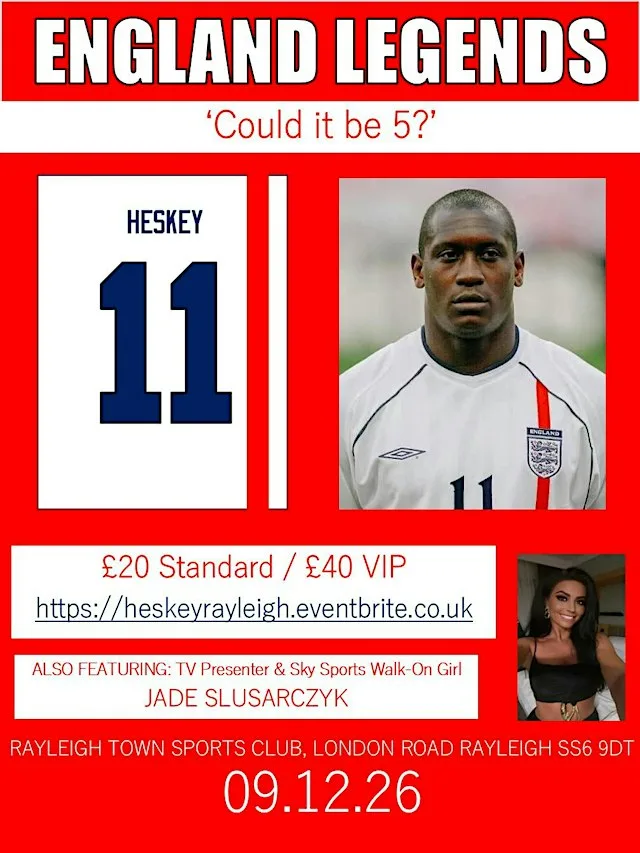 England Legends - EMILE HESKEY at Rayleigh Town Social Club