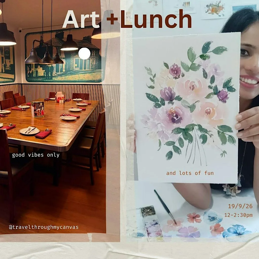 Watercolor Christmas Floral Painting and Lunch at Makhanaa Indian restaurant & Bar