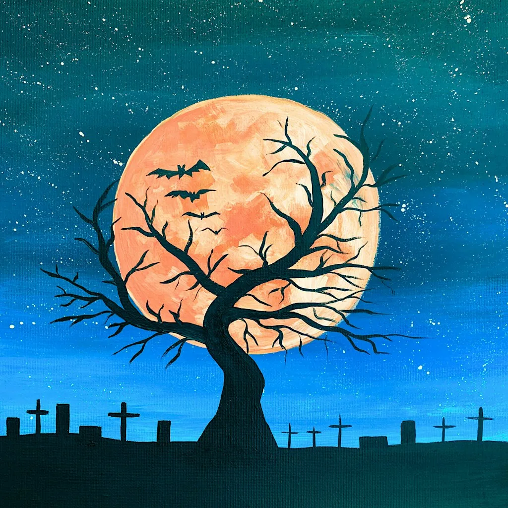 Sip & Paint at Willy Wicket, Emersons Green, Bristol - "Graveyard Shift"