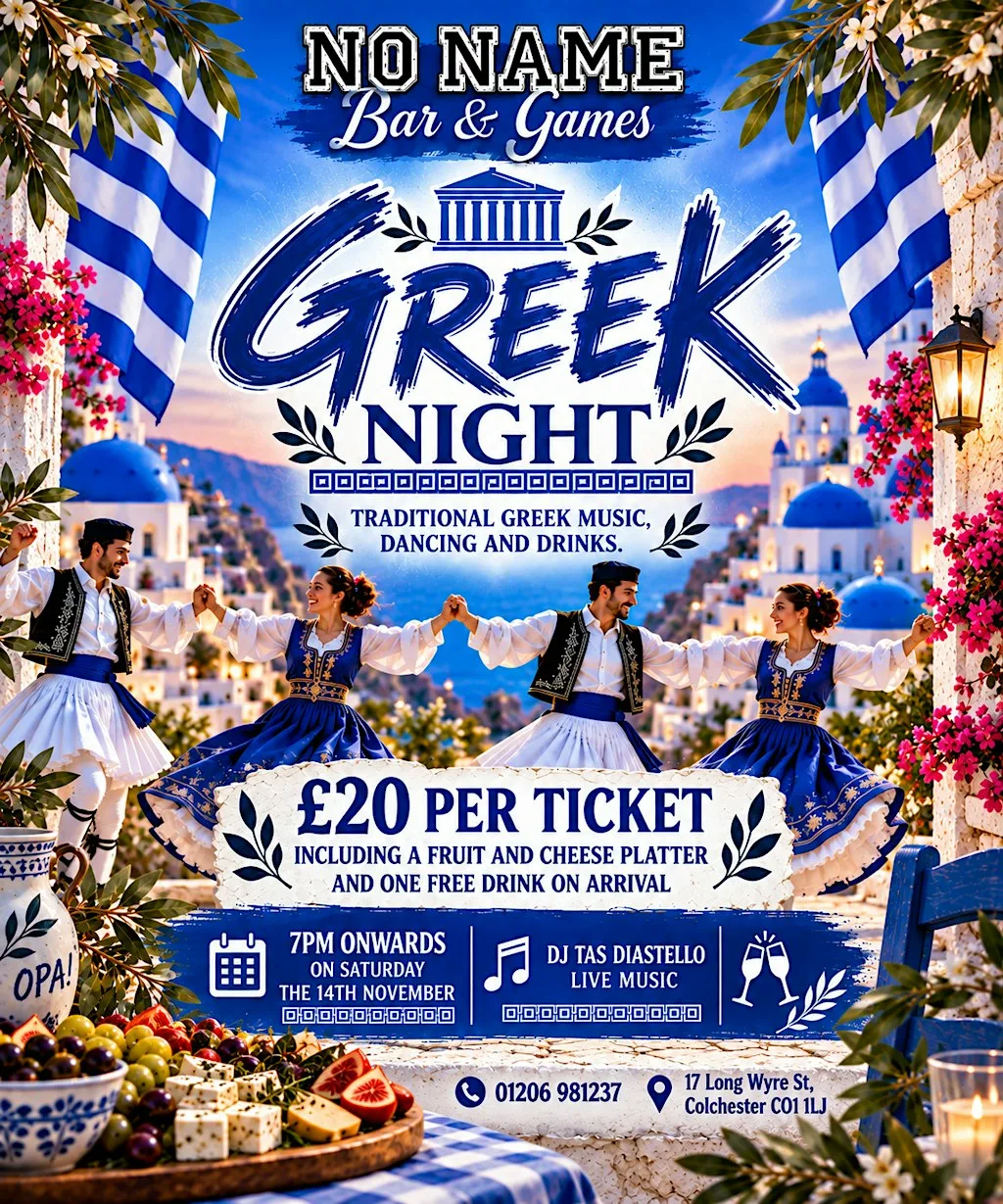 GREEK NIGHT at No Name Bar Events