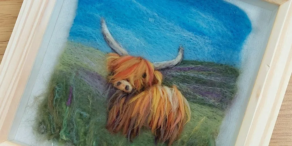 Felting a Highland Cow Picture at Bayston Hill Memorial Hall