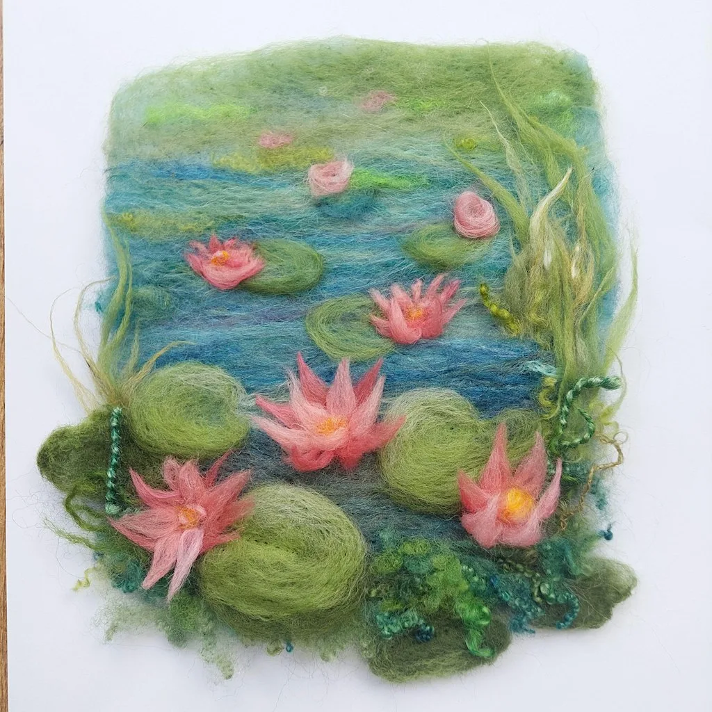 Felted Waterlily Pond at Bayston Hill Memorial Hall