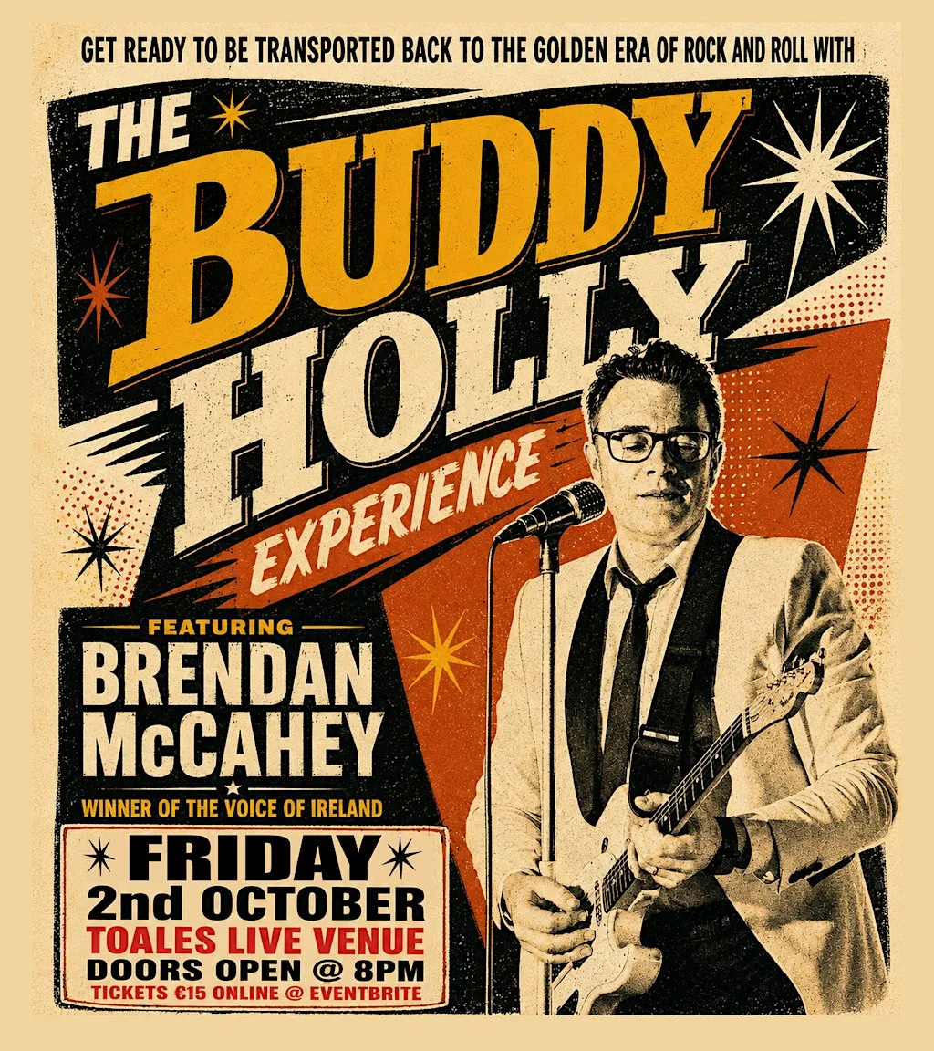 THE BUDDY HOLLY EXPERIENCE - Toales, Dundalk - Fri 02 Oct - Doors 8PM
