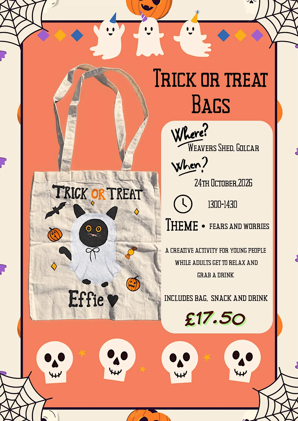 Creative Wellbeing Workshop: Trick or Treat Bags | Fears & Worries