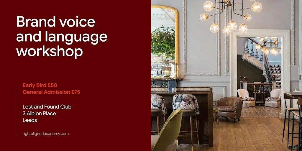 RA Leeds: Brand voice and language workshop with Gina Buckle at Lost & Found Leeds Club