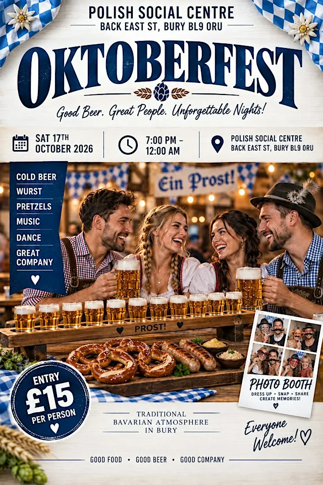 Octoberfest Bury 2026 Beer, Pretzels, Music & Dancing