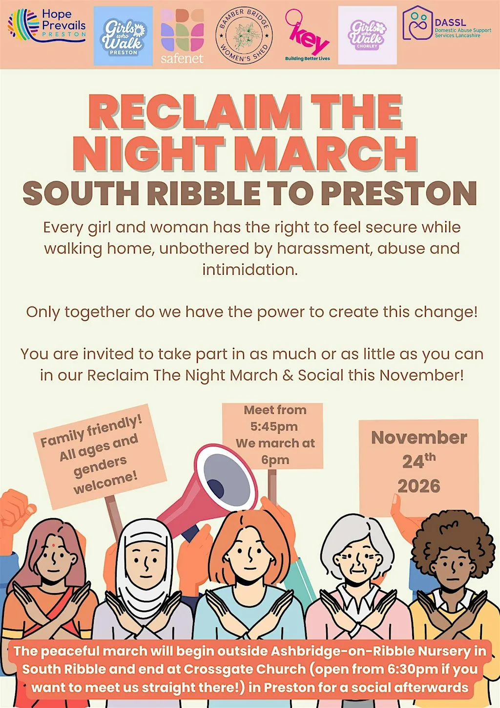 24 November 2026 - 17:45 ~ Reclaim The Night 2026 ~ South Ribble to Preston