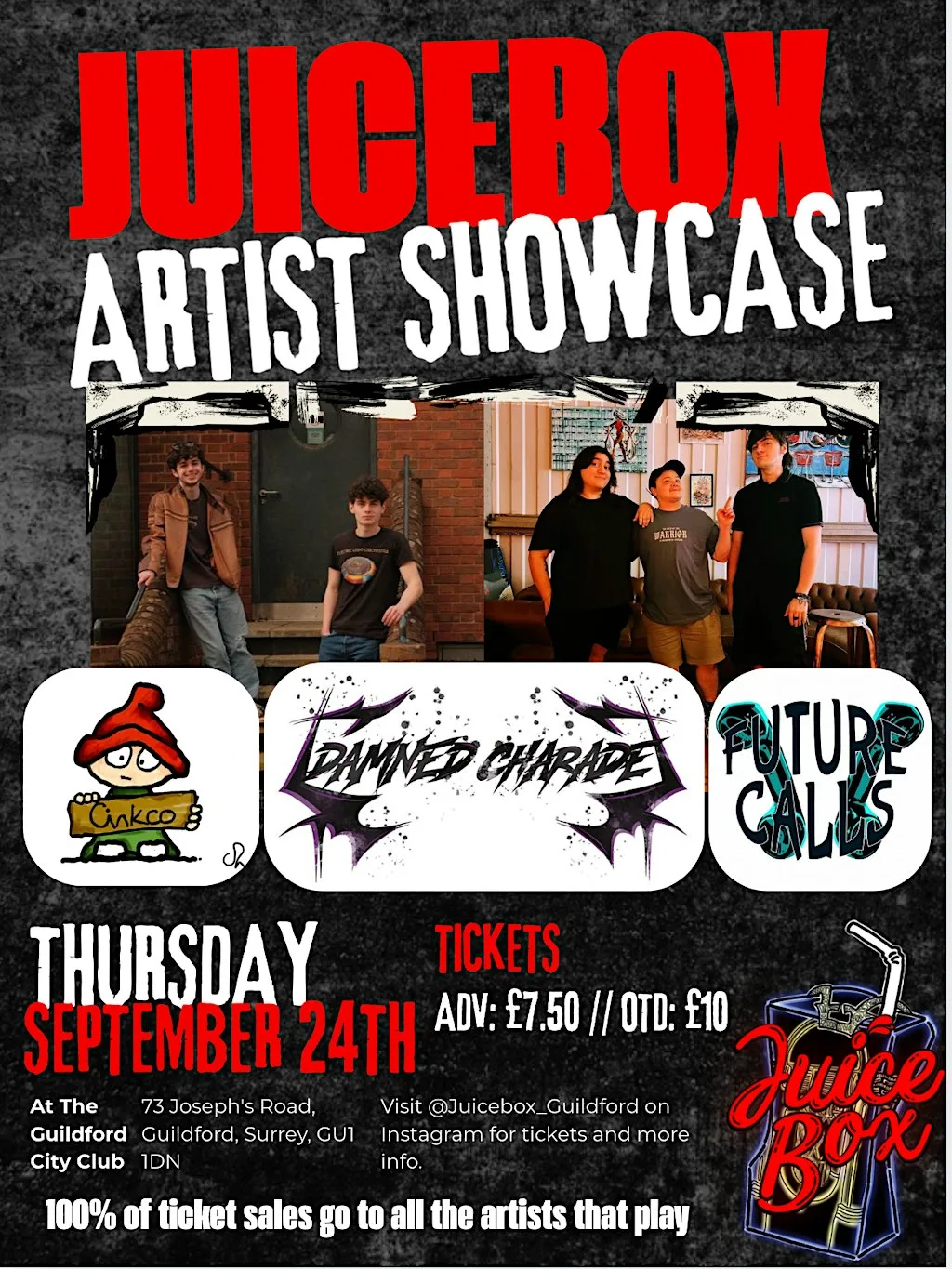 Juicebox Artist Showcase: Rock & Metal! at Guildford City Club - Private Members Club and Music Venue