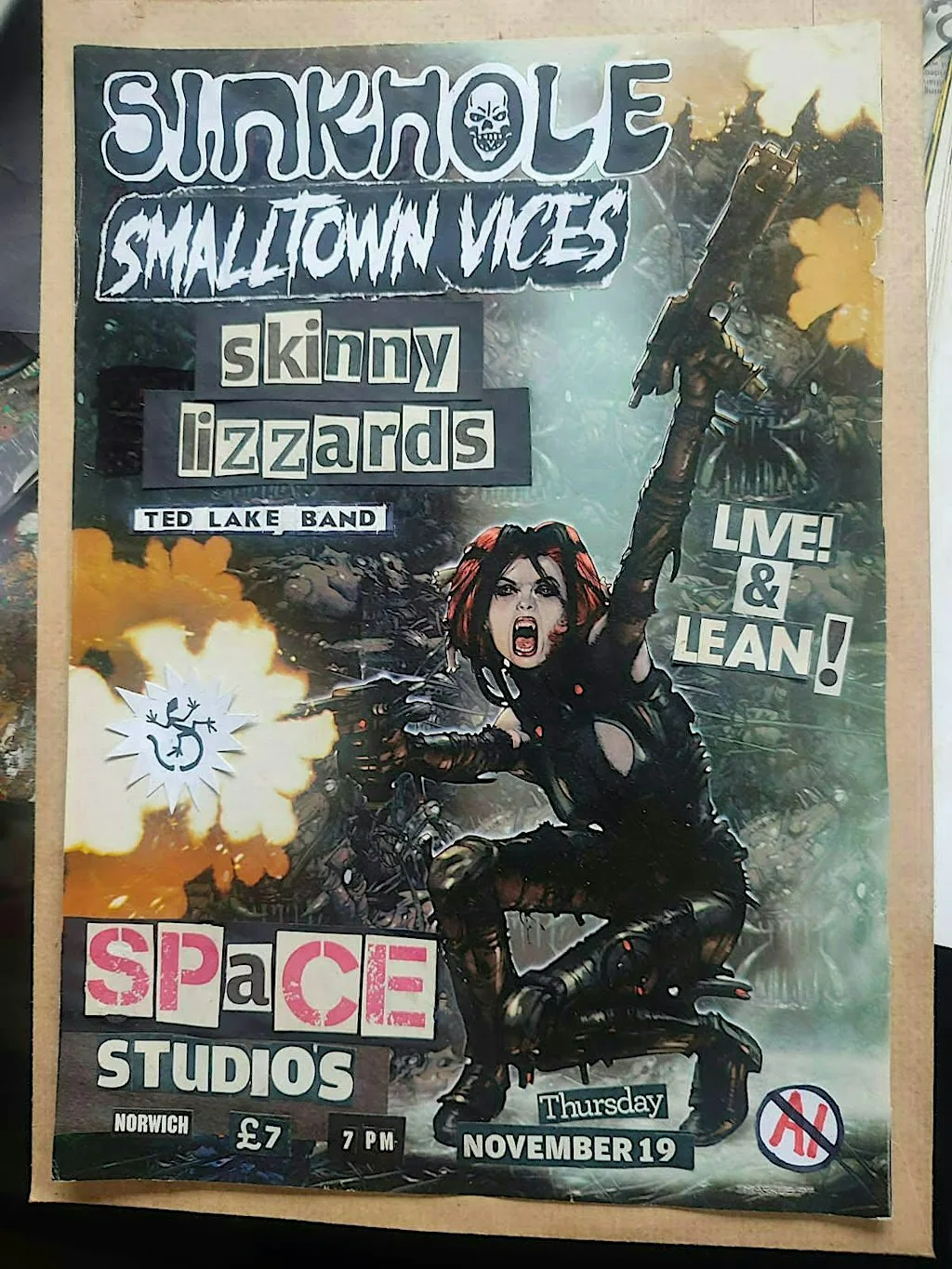 Sinkhole, Smalltown Vices, Skinny Lizzards + The Ted Lake Band at Space Studios