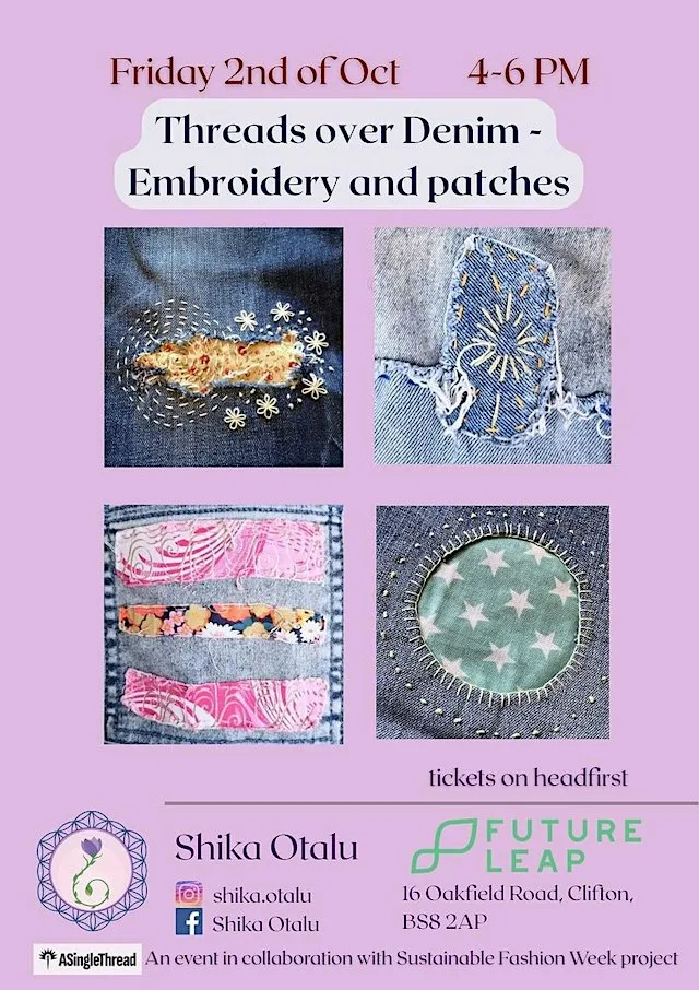 Visible Mending on Denim - Embroidery and patches at Future Leap