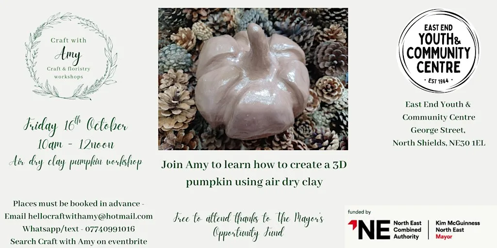 Air dry clay pumpkin workshop - Craft with Amy at East End Youth & Community Centre