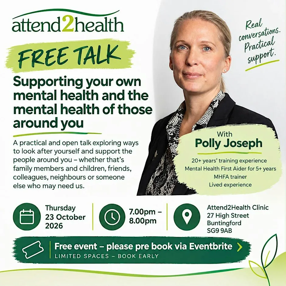 Free Talk about supporting your Mental Health and those around you.