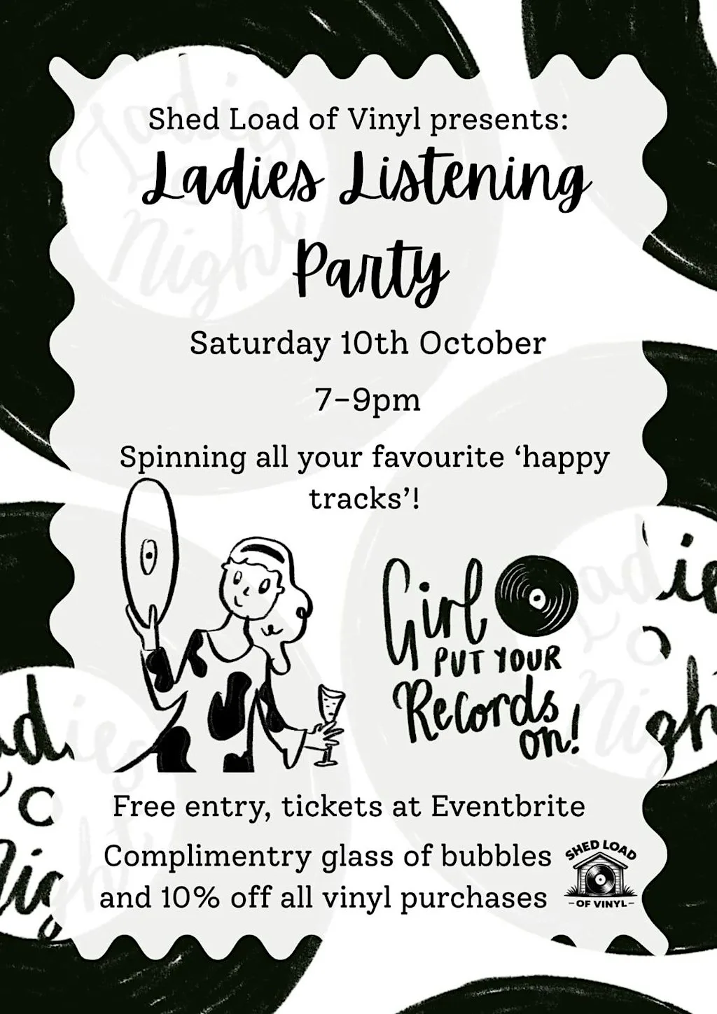 Ladies Listening Party with Bubbles at Shed Load of Vinyl