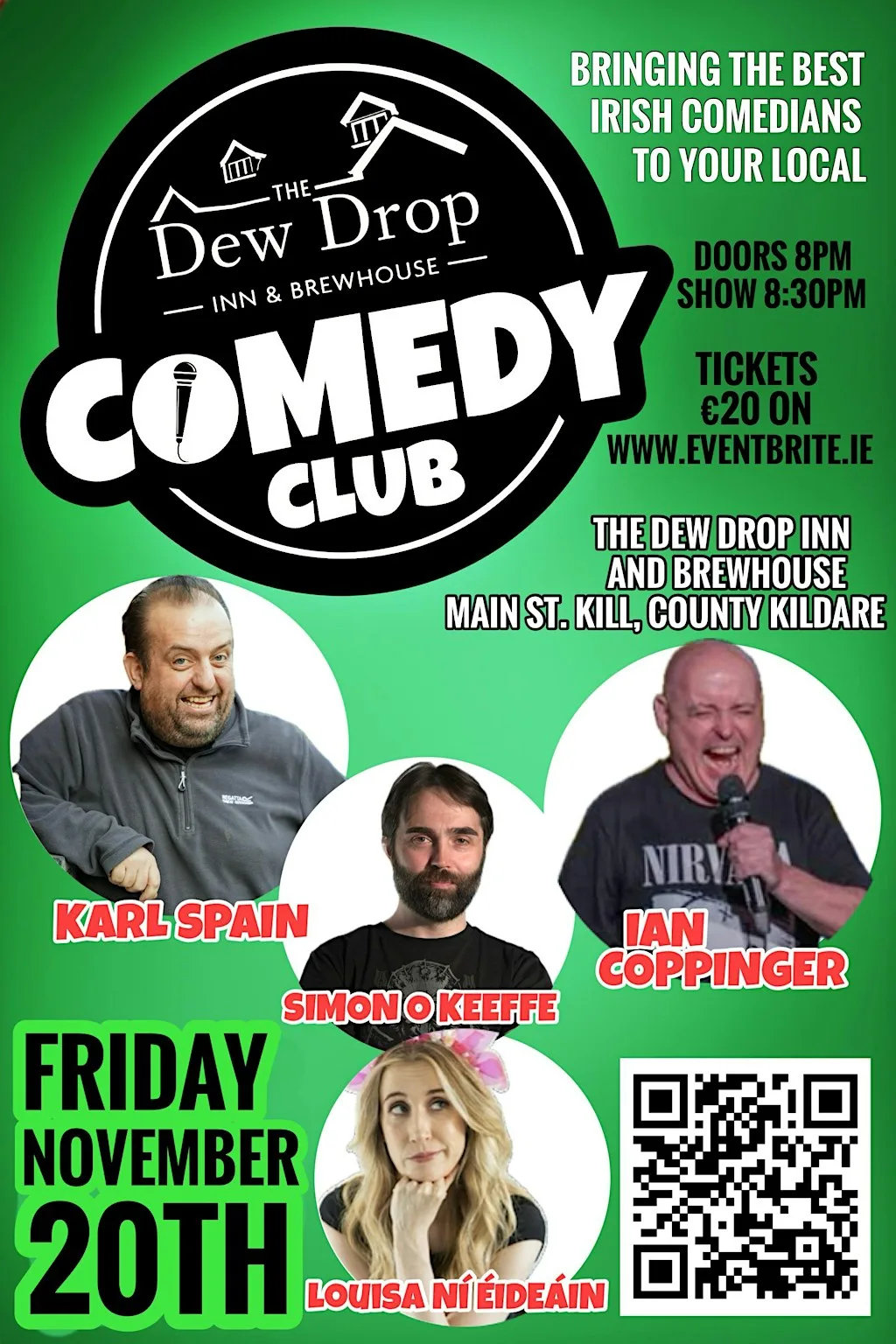 Dew Drop comedy club, Friday, November 20th at The Dew Drop Inn & Brewhouse
