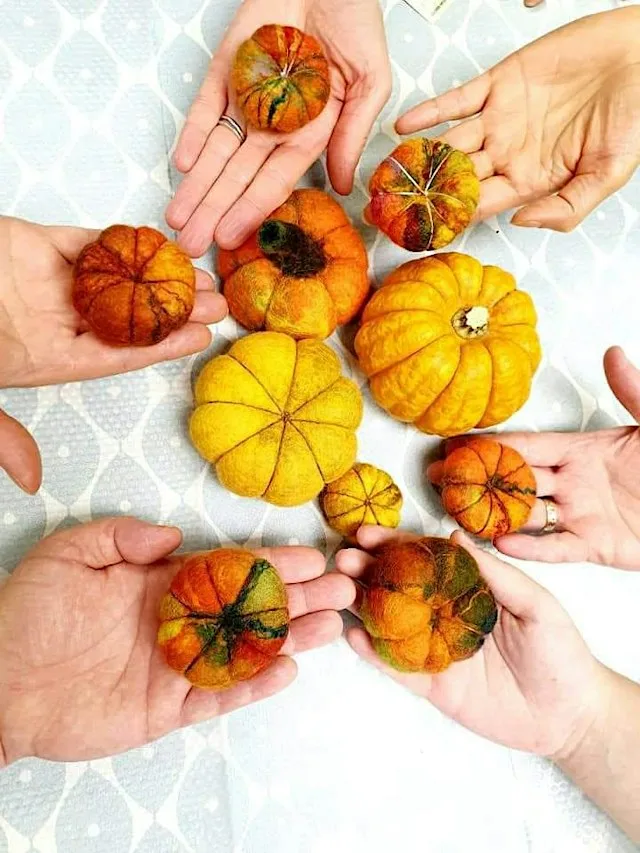 Pumpkin wet felting class