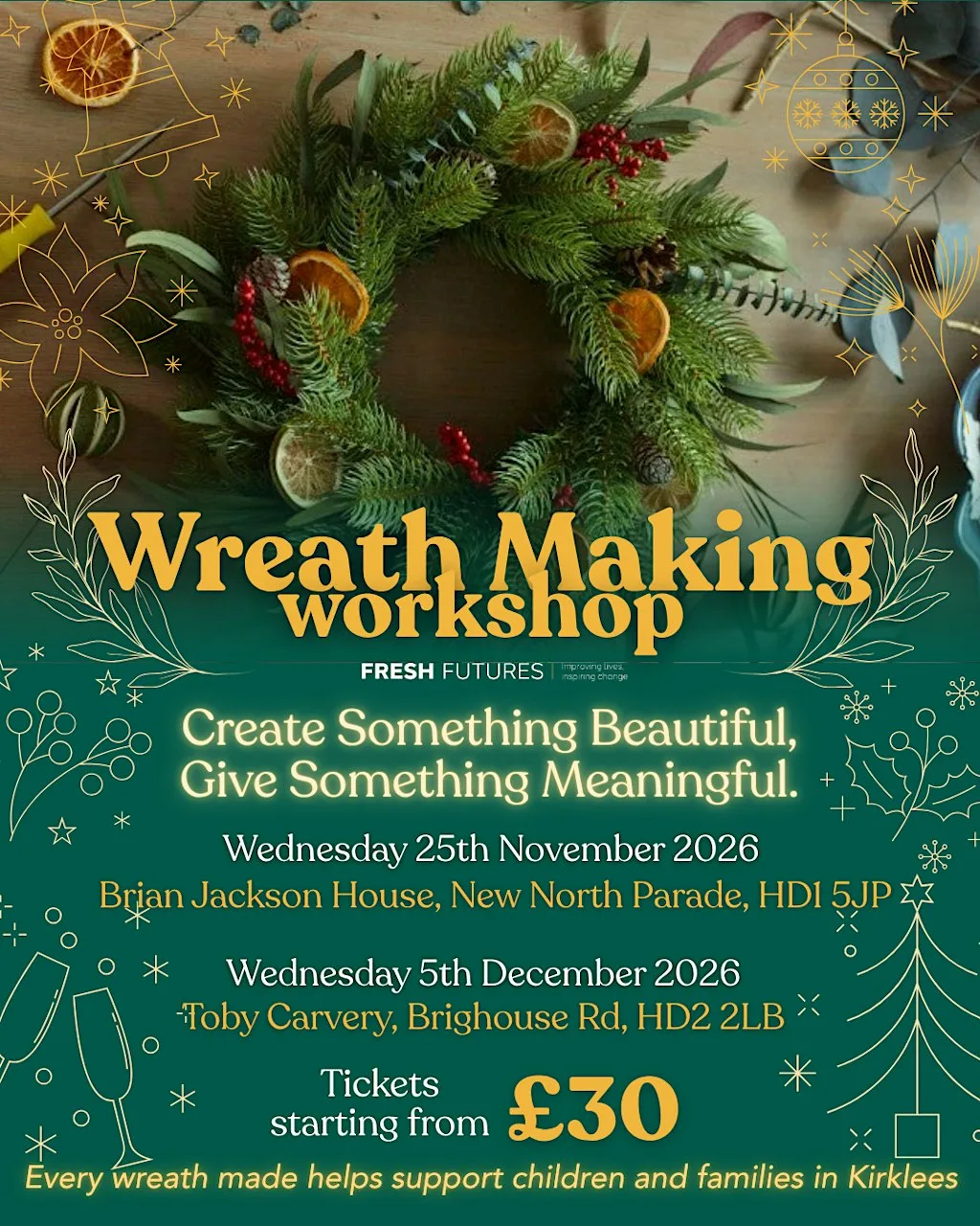 Wreath Making Workshop @ Toby Carvery Huddersfield!