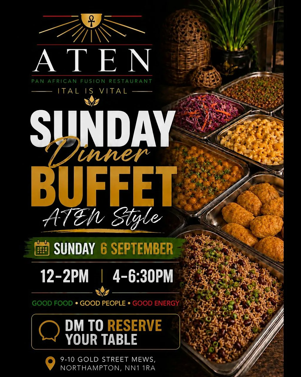 Vegan Sunday Dinner Buffet | ATEN Style at 9 Gold Street Mews