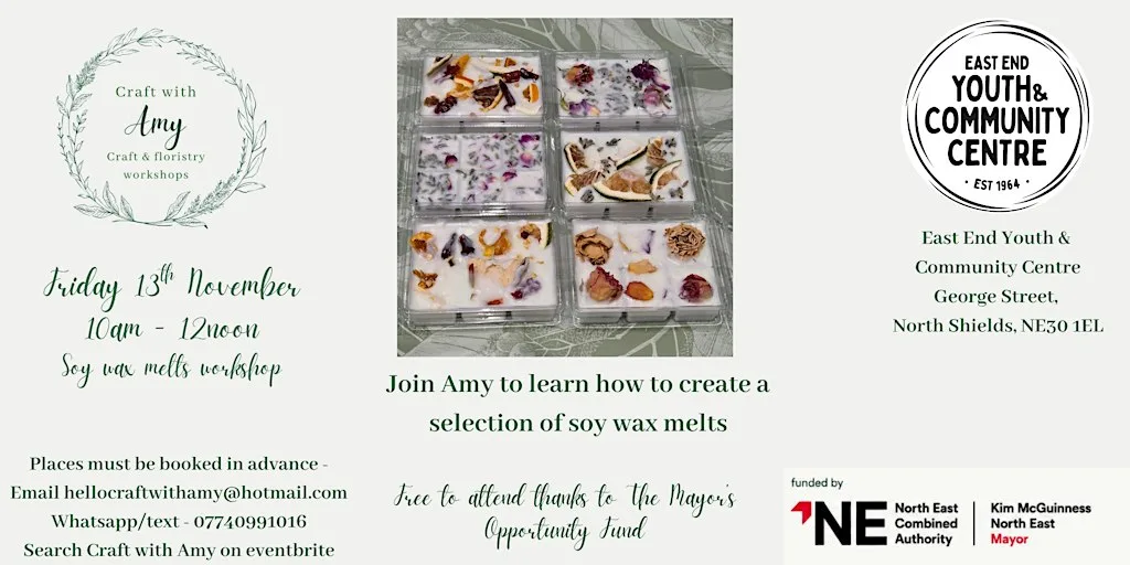 Wax melts workshop - Craft with Amy at East End Youth & Community Centre