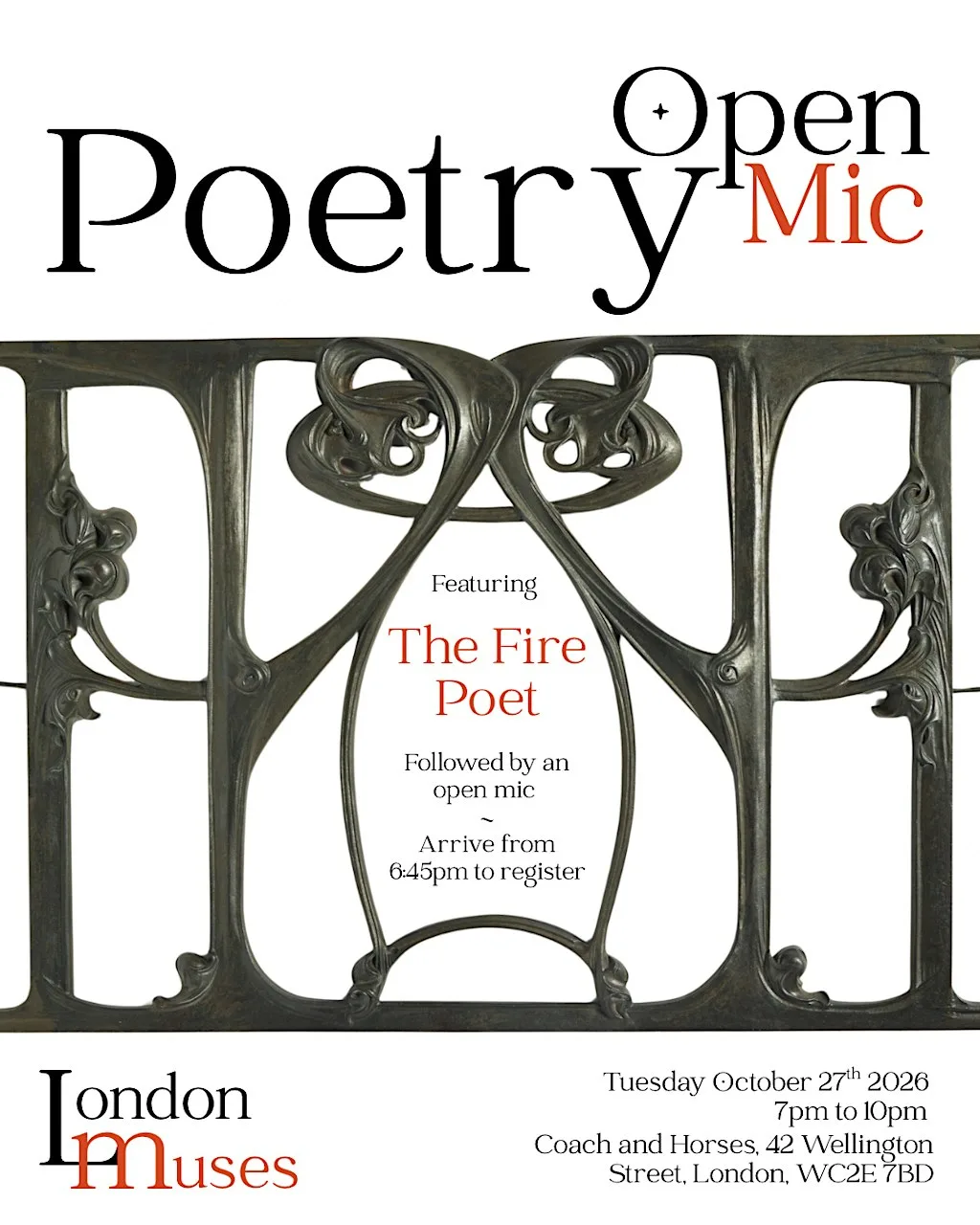 London Muses Poetry Open Mic Featuring The Fire Poet at Coach & Horses