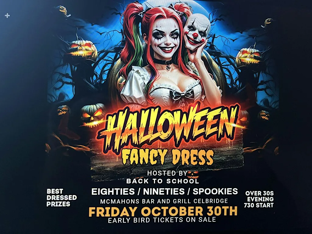 Back to School Halloween Party at McMahons Gastrobar Celbridge - Great Food, Live Entertainment, Function Room, Live Sport & Cocktails!