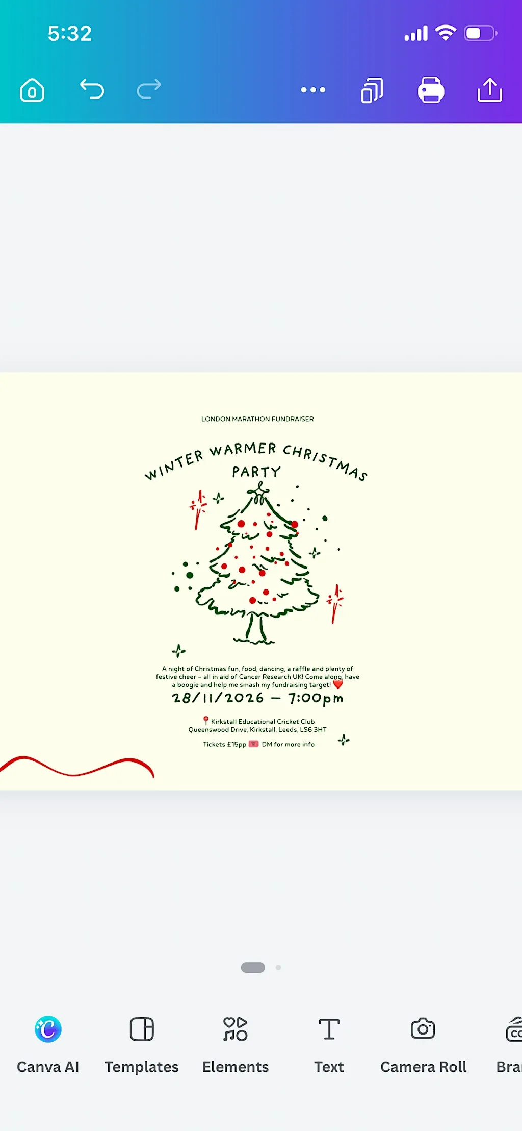 Winter Warmer Christmas Party - London Marathon Fundraiser at Kirkstall Educational Cricket Club