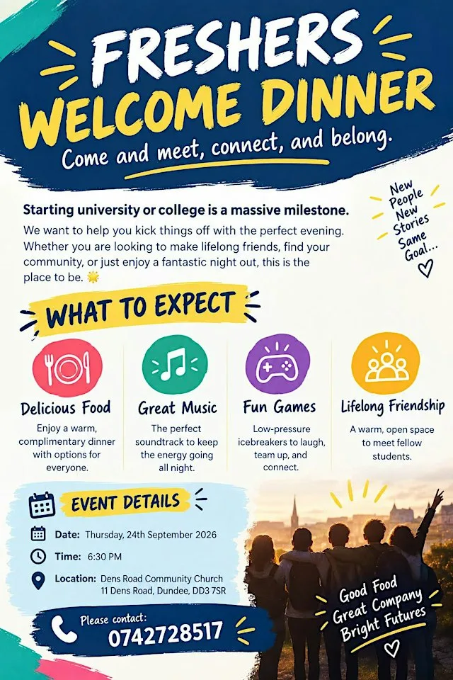 Dundee University Fresher’s Welcome Dinner at Dens Road Community Church