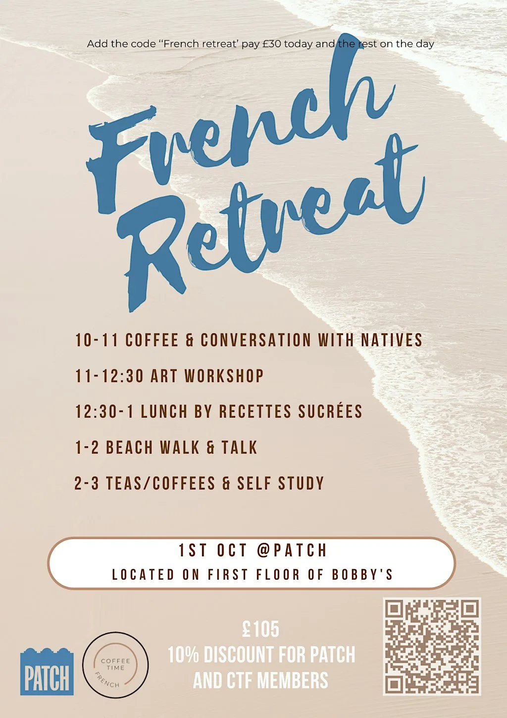 French Immersion Retreat Bournemouth at Patch (1st Floor Bobby's Bournemouth)