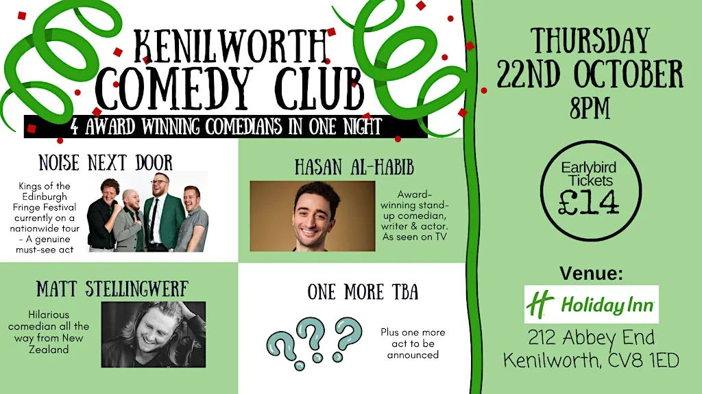Kenilworth Comedy Club - October 2026 at Holiday Inn Kenilworth - Warwick, an IHG Hotel