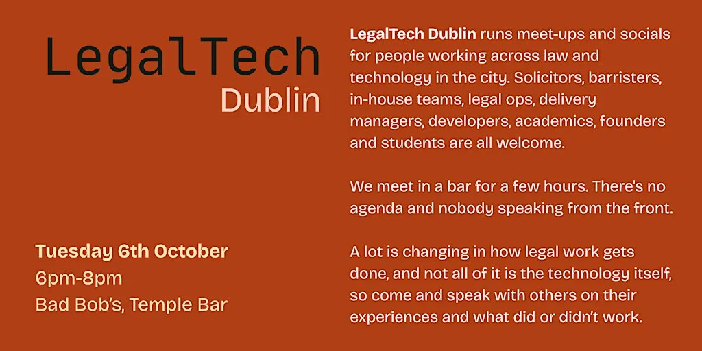 LegalTech Dublin - October Meetup at Bad Bobs Temple Bar