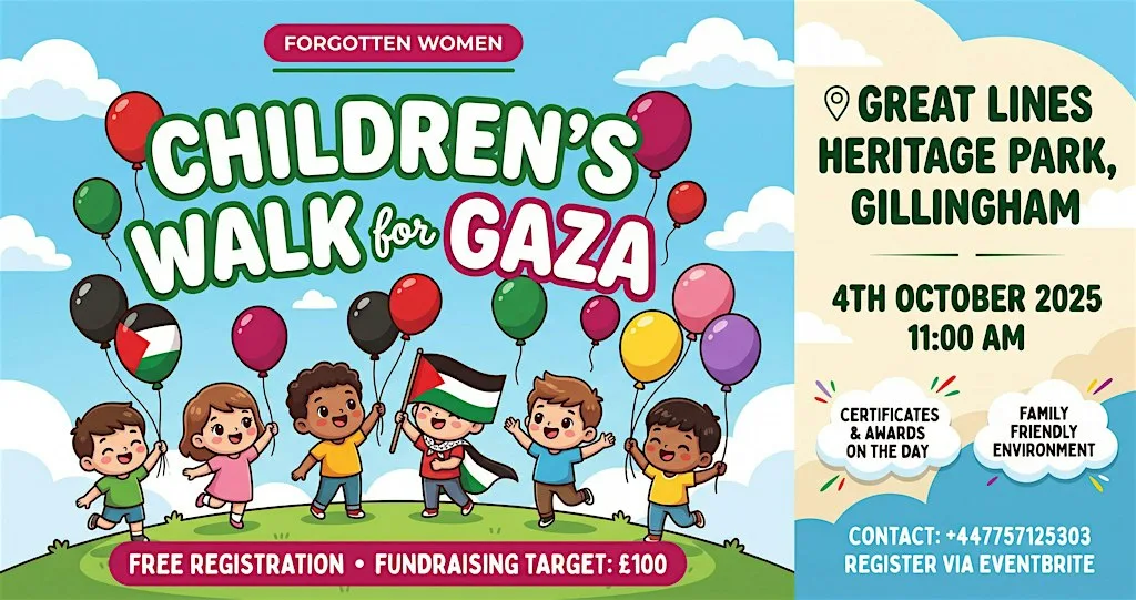 Children’s Walk for Gaza in Gillingham Great Lines Heritage Park at Great Lines Heritage Park