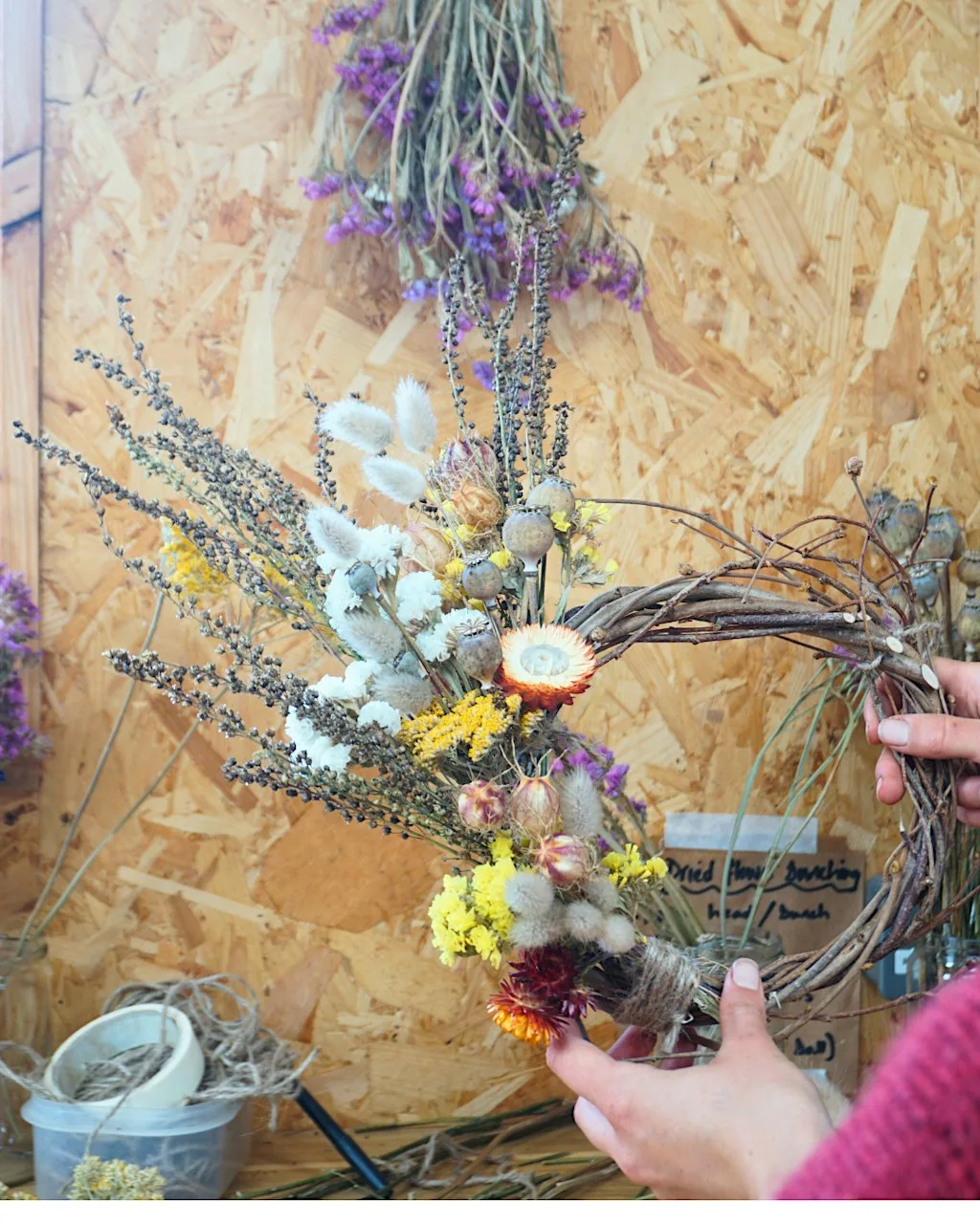 Dried Flower Wreath: workshop at 5 Acre Farm