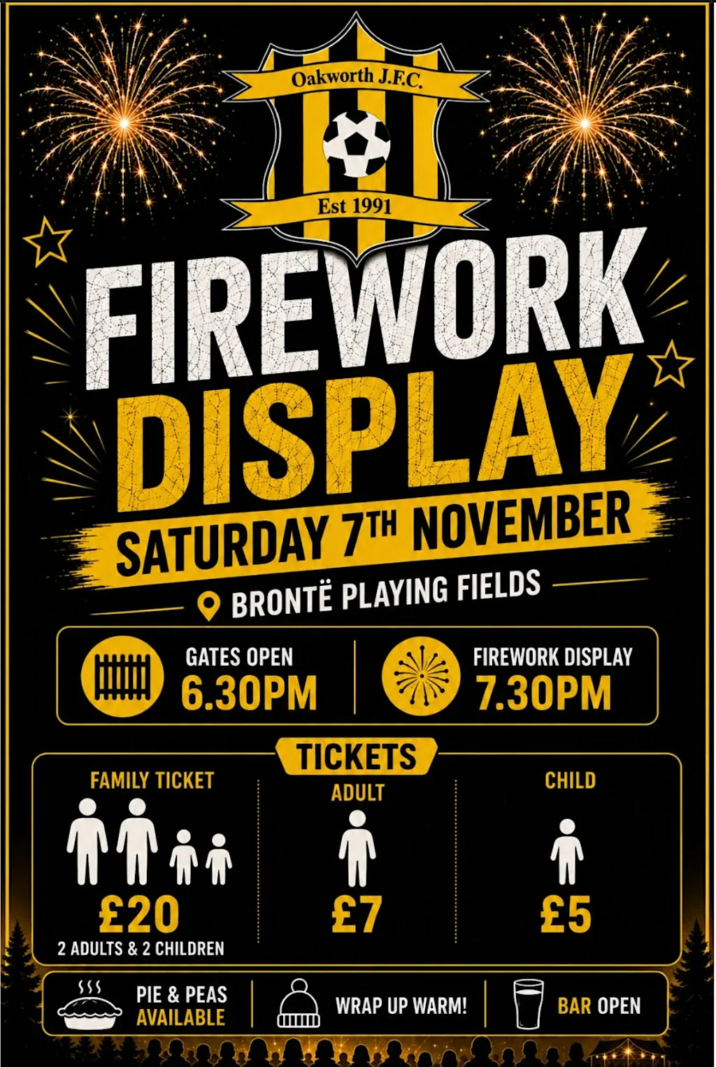 Oakworth Juniors Firework Display at Oakworth Juniors FC