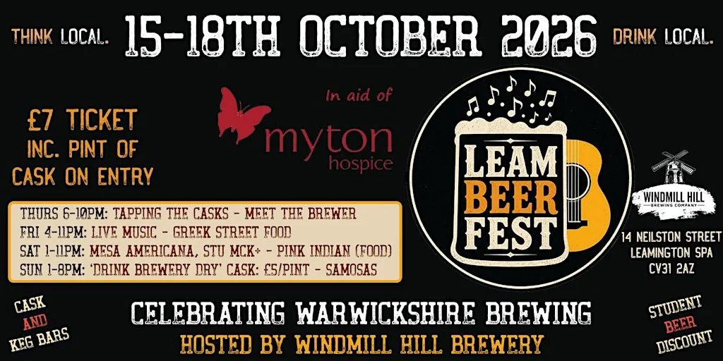 Leamington's very own Beer Festival returns to WHB with food & live music
