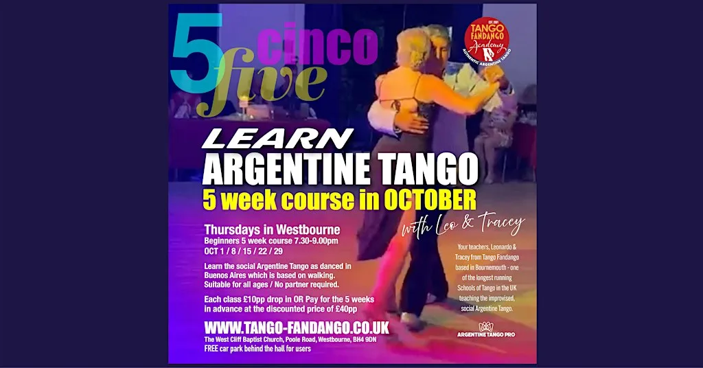 5 week Argentine Tango Beginners course in Westbourne