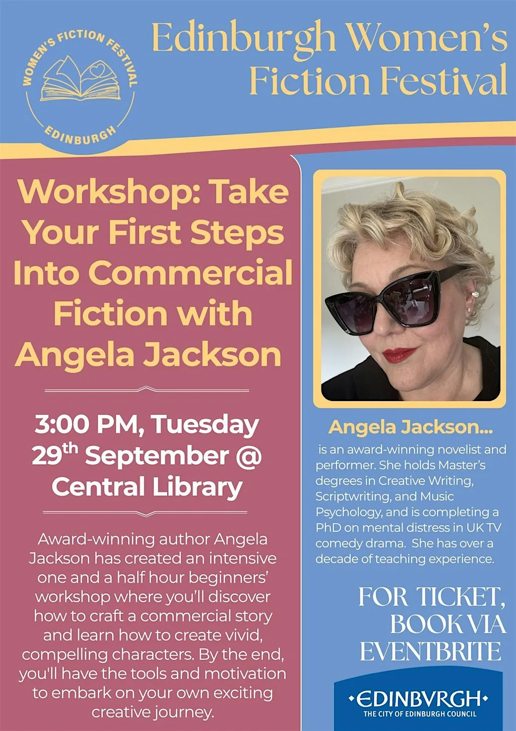 Writing Workshop with Angela Jackson - Edinburgh Women's Fiction Festival at Edinburgh Central Library