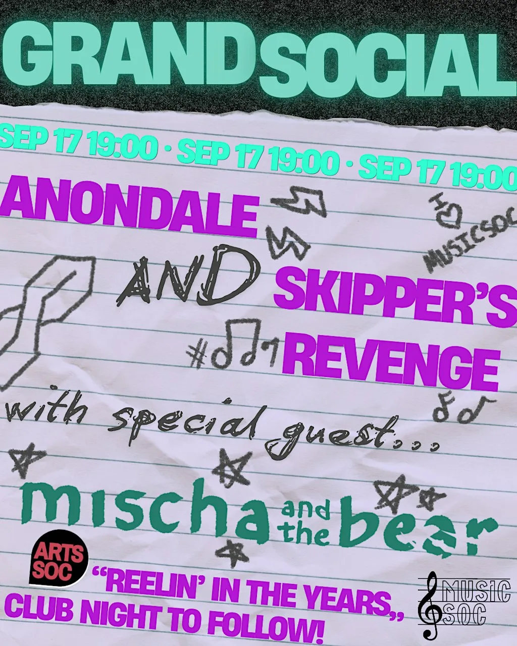 UCD Music Society Fresher's Gig 17th September at The Grand Social