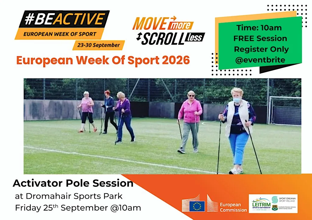 European Week of Sport Activator Pole Walking @Dromahair Community Park at DROMAHAIR AREA RECREATIONAL CENTRE FRIARSTOWN DROMAHAIR CO. LEITRIM F91 KR77