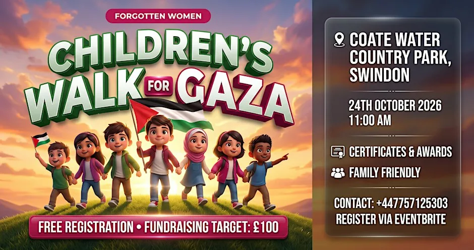 Children’s Walk for Gaza in Swindon Coate Water Country Park at Coate Water Country Park